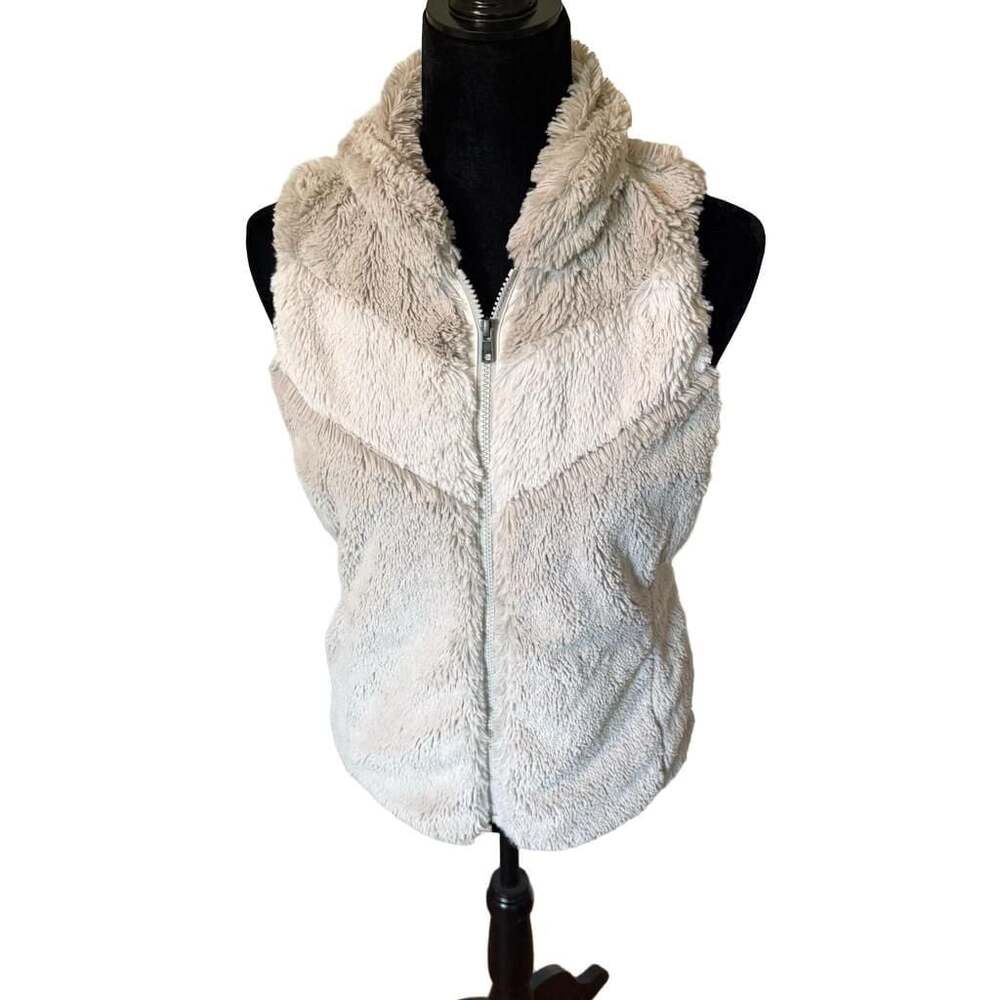 Patagonia Women's Pelage Full-Zip Faux Fur Fleece Vest Beige Size Small